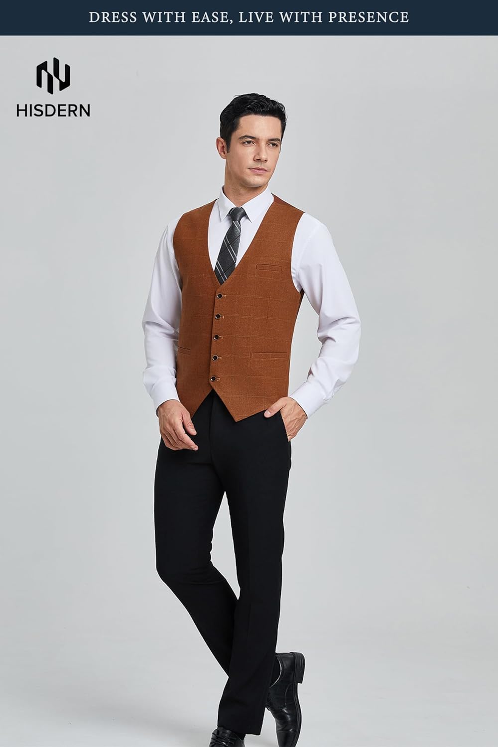 HISDERN Men’s Suit Vest Waistcoat with 3 Pockets Slim Fit for Business Formal Wedding Prom and Casual Tuxedo Wear - Image 6