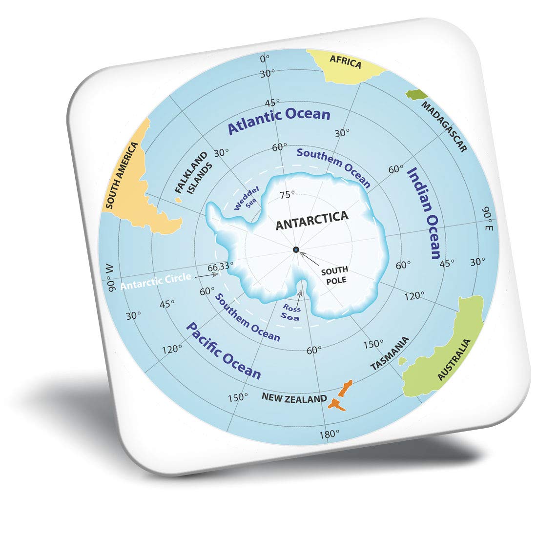 Destination Vinyl ltd Fridge Magnet - Antarctica Map South Pole Ice Cap 10936