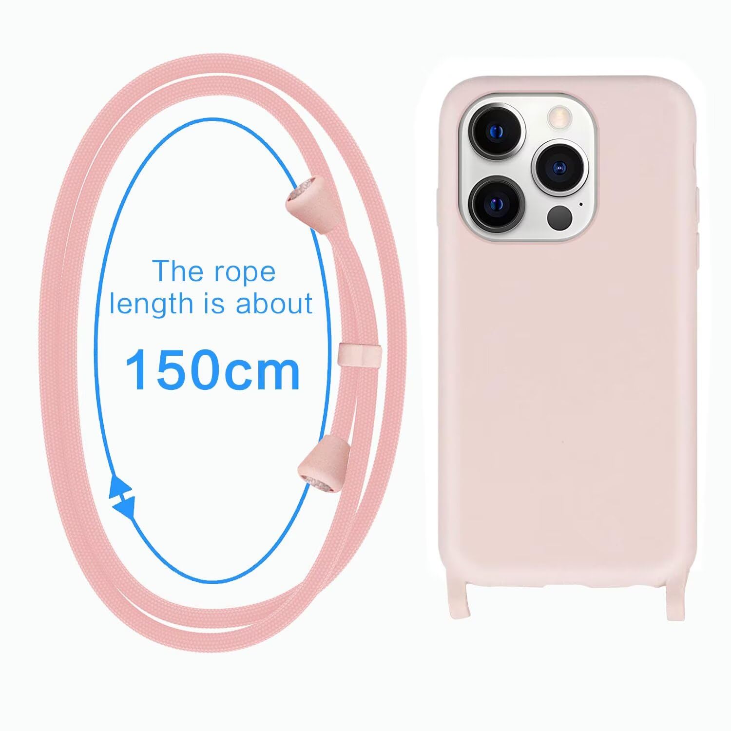 kej Custodia con Collana per iPhone 14 Pro ax, Cover Donna Cuore