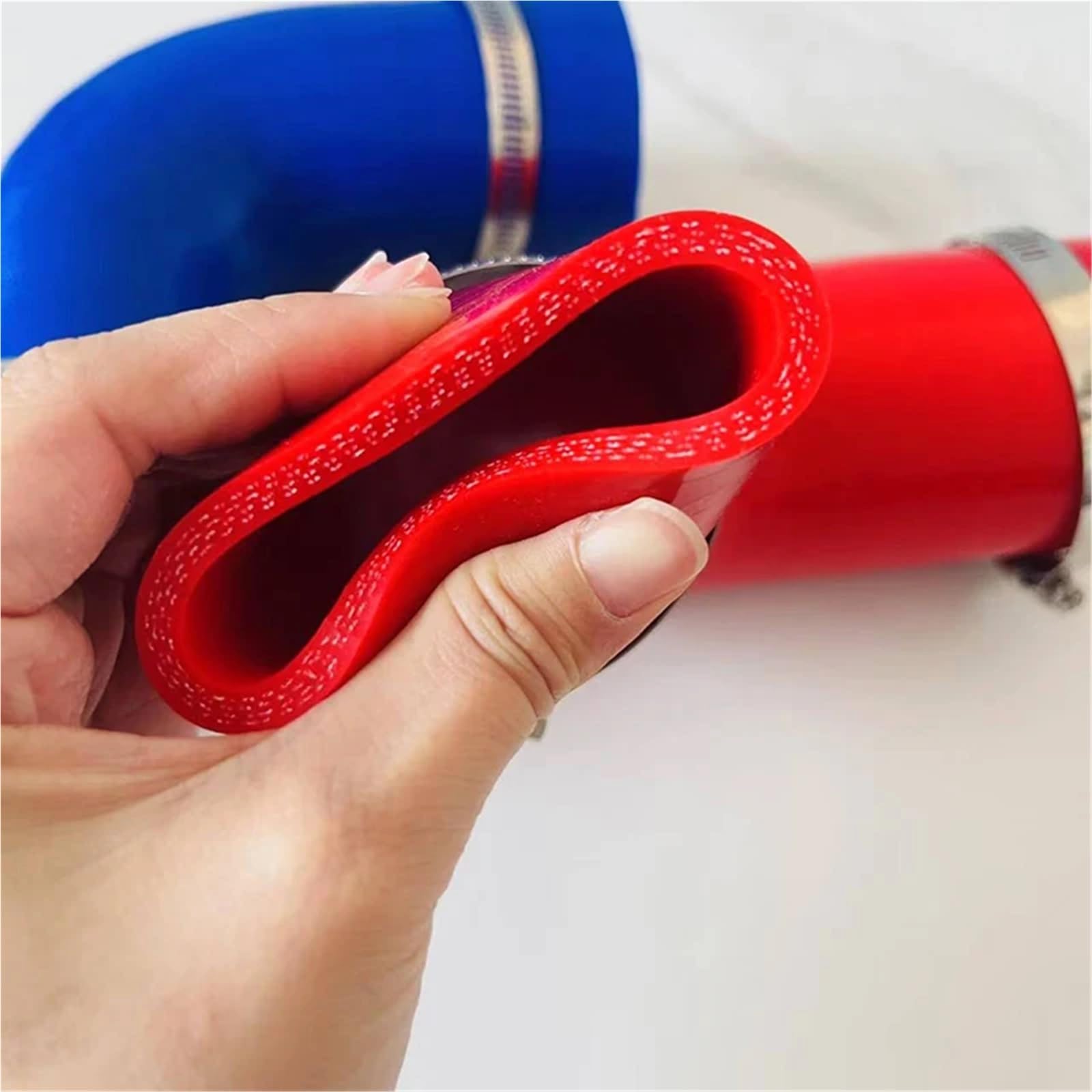 Líneas y mangueras de presión Manguera flexible de silicona, reductor de 90 grados, diámetro variable, para entrada de aire, alta presión con 2 abrazaderas Manguito Turbo(BLUE,ID45-51mm)