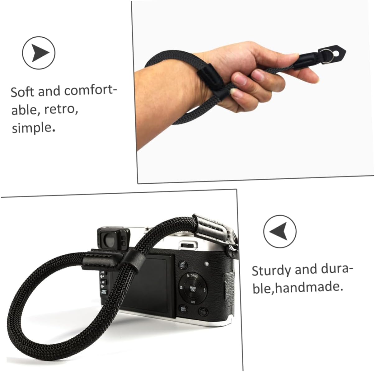 BELLIFFY 1PC High Sturdy Nylon Camera Wrist Cord Lanyard Strap for Mirrorless Cameras Wear Resistant Design with Round Holes Black Color Compatible with Various Models 7 61ejfoH4NSL. AC SL1242
