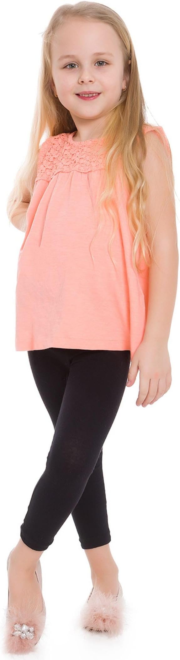 SOFTSAIL Girls Full Lenght Cotton Leggings for Kids I Children Plain Cotton Leggings for School Dance Play Casual Wear I Stretchy Elastic Solid Soft Pants for Kids, 2-13 Years