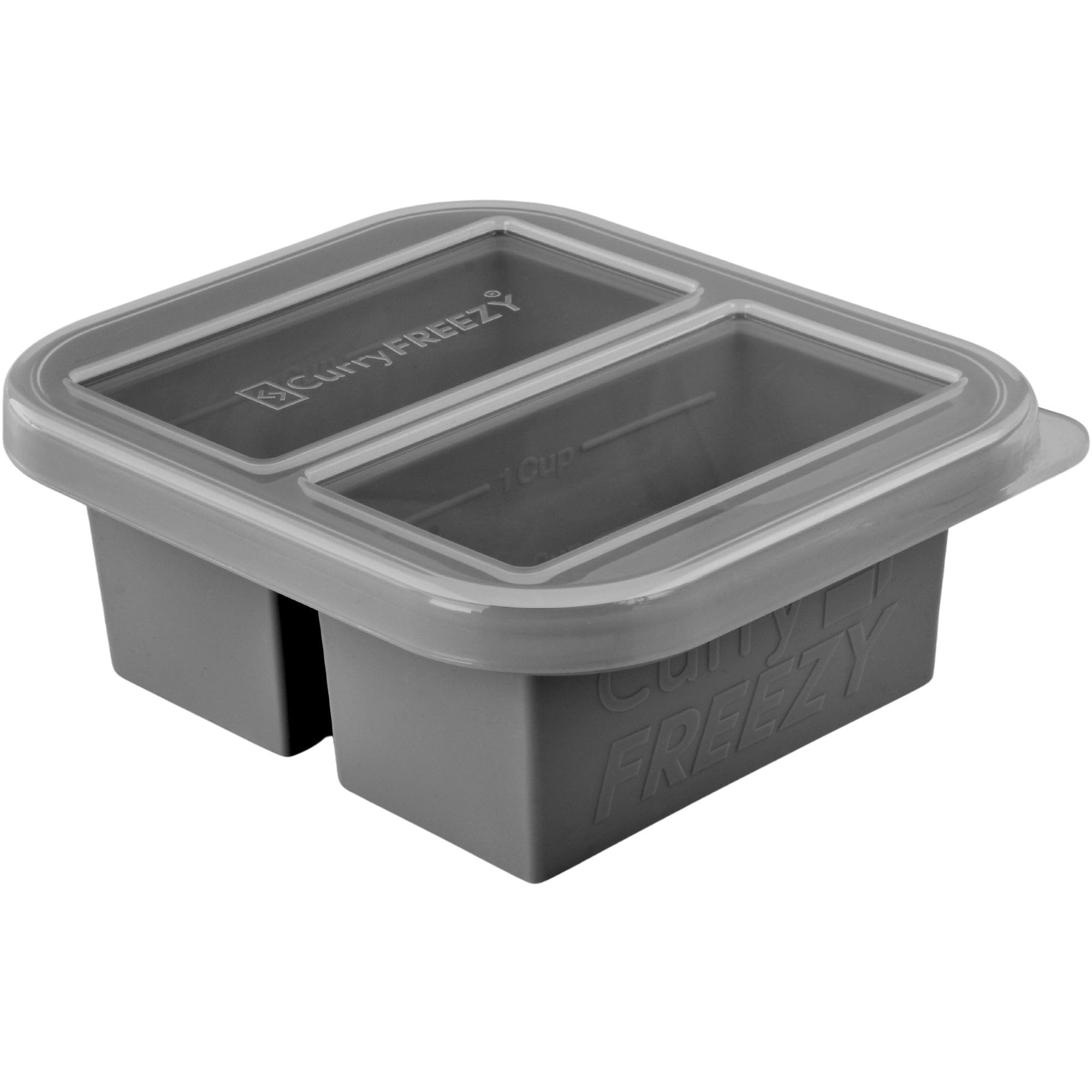 CURRY FREEZY Silicone Freezer Tray With Lid, Easy Meal Prep Container and Kitchen Storage Solution, Silicone Freezer Container Food Molds to freeze & Store Soup, curry, Sauce, Broth, Leftovers,2CV-GR