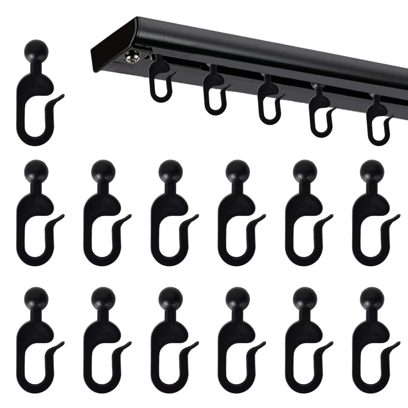 Luxvara 50 Pcs Sliding Curtain Hooks – Plastic Glider Hooks for Tracks and Rails – Curtain Rings for Windows, Doors, Shower Curtains, Side Screens – Suitable for Gazebo, Outdoor Canopy, and Tents
