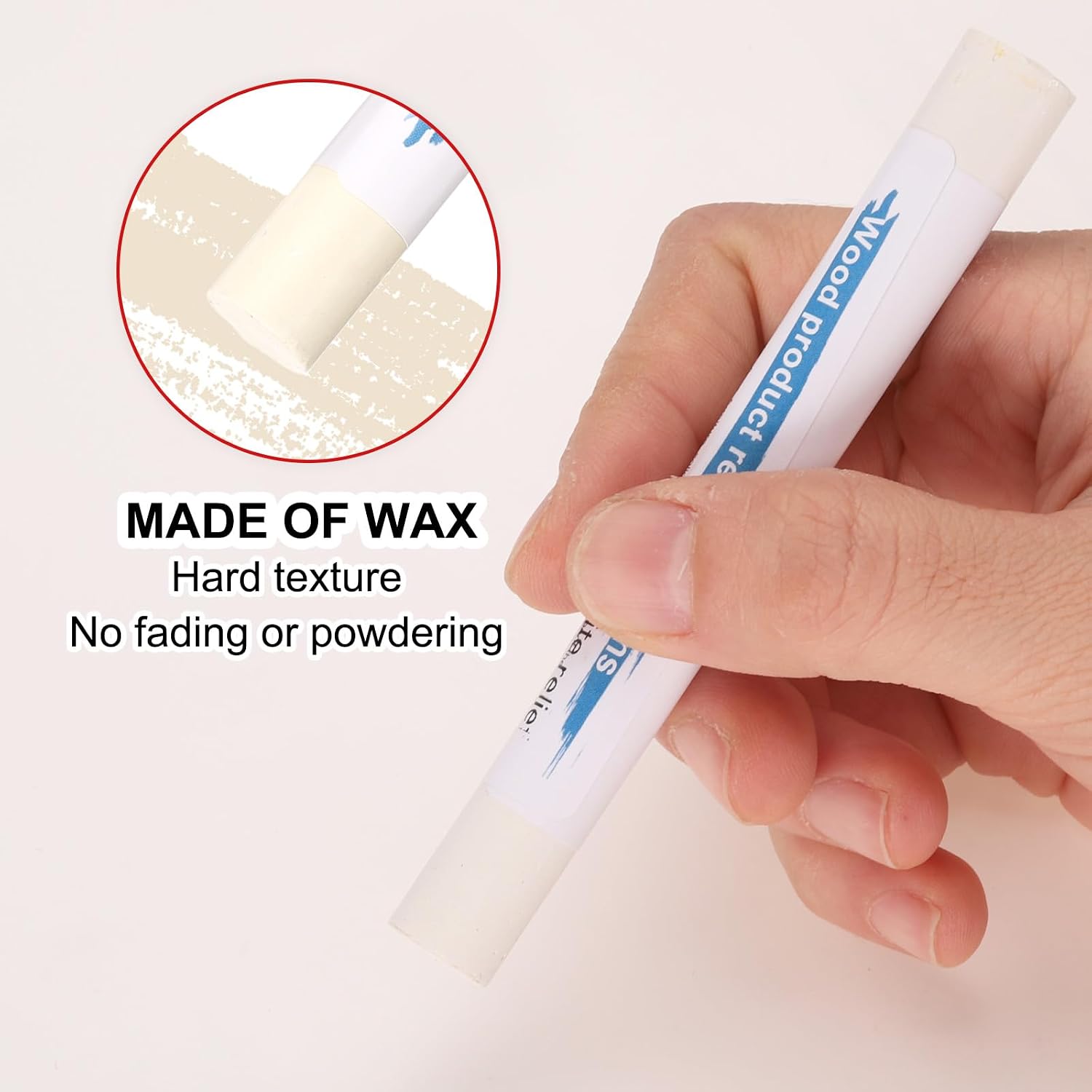 HARFINGTON Wood Filler Sticks 6 Colors Wooden Wax Touch Up Furniture Repair Crayons for Scratches, Scuffs, Cracks, Nail Holes, Cover Ups on Floor Tables Doors Frames Cabinets, White Series