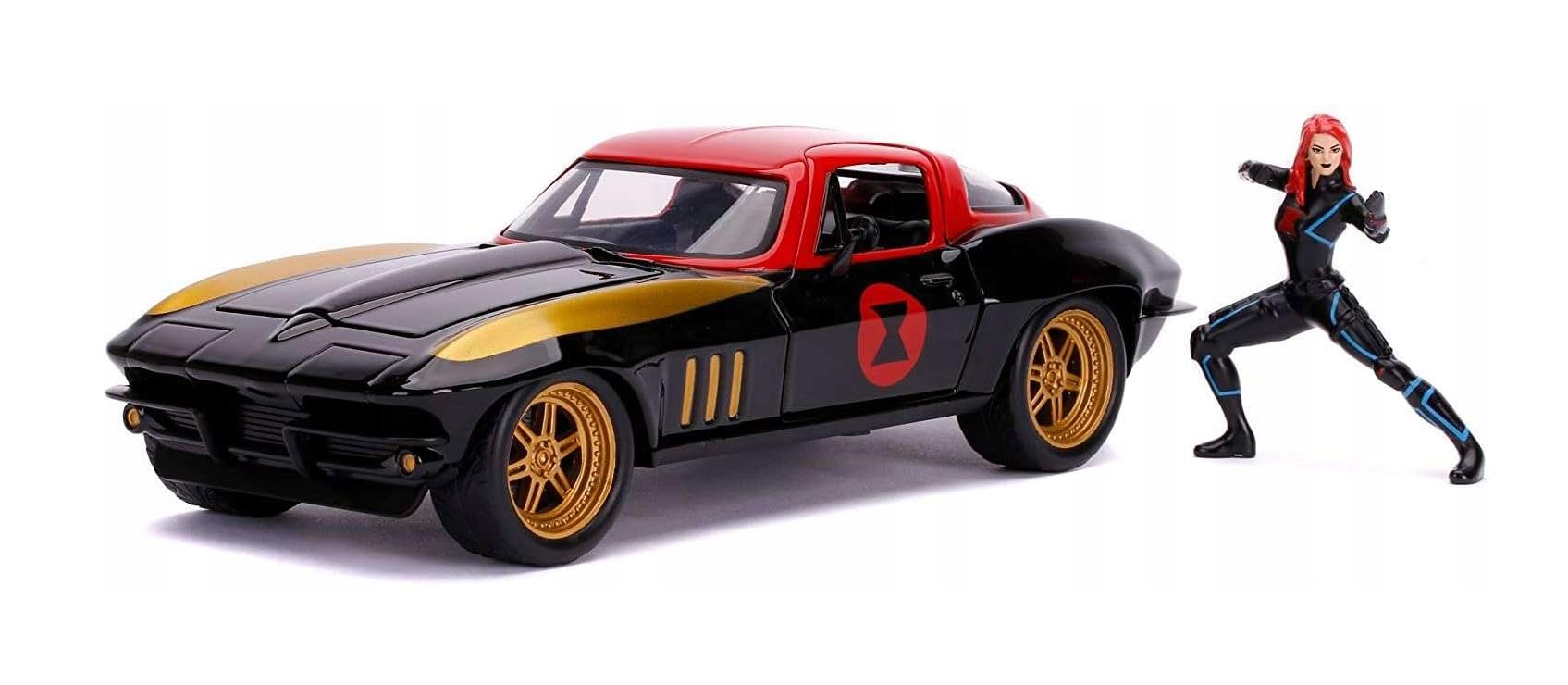 Jada Toys - Marvel Black Widow 1966 Chevy in Scala 1:24 Die-Cast con Personaggio della Vedova Nera in Die Cast, + 8 Anni, 253225014