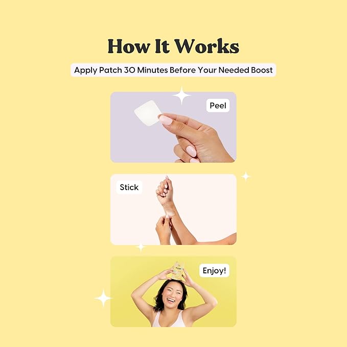 The Patch Brand Energy Patches | Supports Energy with Caffeine and B5 and B3 | All Natural Wellness Patch Plant Based and Cruelty Free Water Resistant Patches That Last All Day