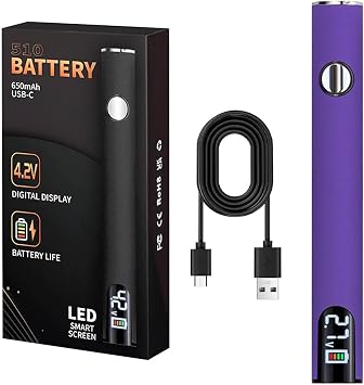 Portable Soldering Iron Kit with LED Display, USB Rechargeable, Suitable for Home Appliance Electronic Kit with Connect, 510 Threaded Battery, 650mah Purple