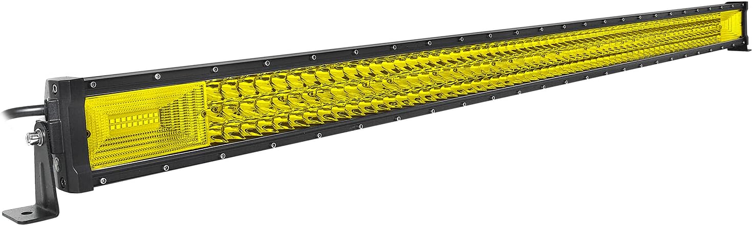 SKYWORLD Yellow 50 inch Straight Led Light Bar 648W Spot Flood Combo Off-Road Lights Bars Fog Lamp IP67 Waterproof Work Lights Bar for Trucks UTV ATV Boat Trailer Driving Lamp 4000K