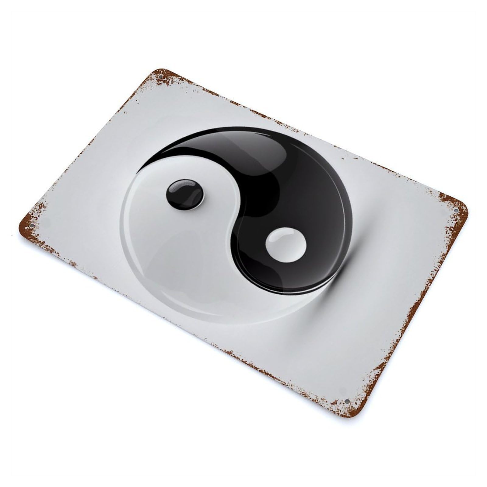 Retro Metal Sign Yin And Yang Elegance 11.8"x7.9", Decorative Metal Wall Art for Pub, Kitchen And Man Cave Decor