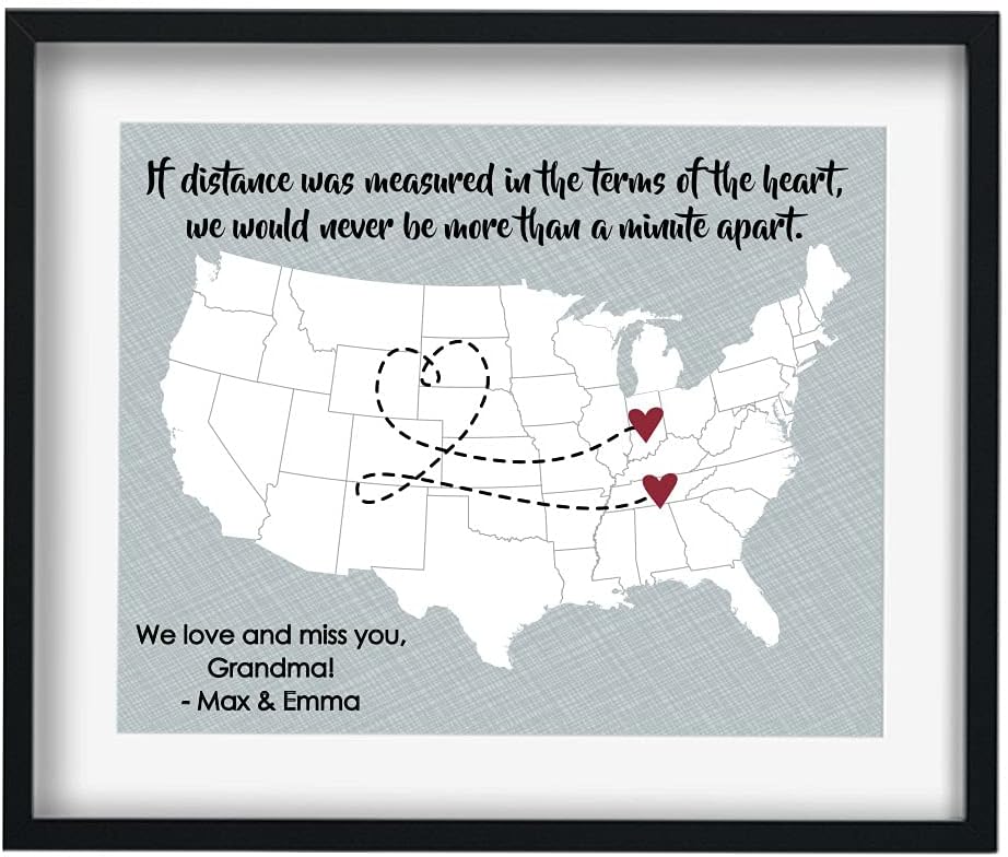 Long Distance Map Gift | Going Away Gift | Long Distance Family |