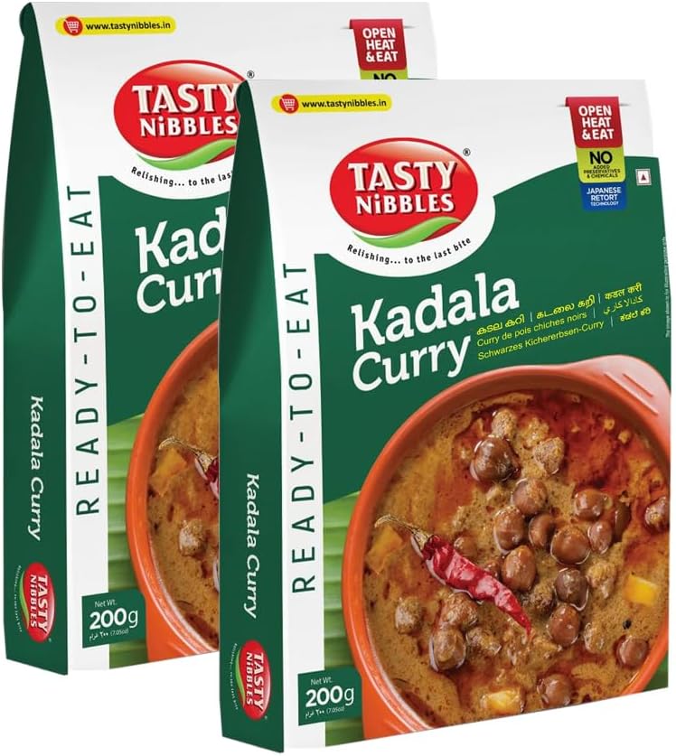 Tasty Nibbles Kadala Curry - Black Chana with No Added Preservatives Aunthentic Taste Just Heat and Eat Healthy Traditional South Indian Kerala Style 200G Pack of 2