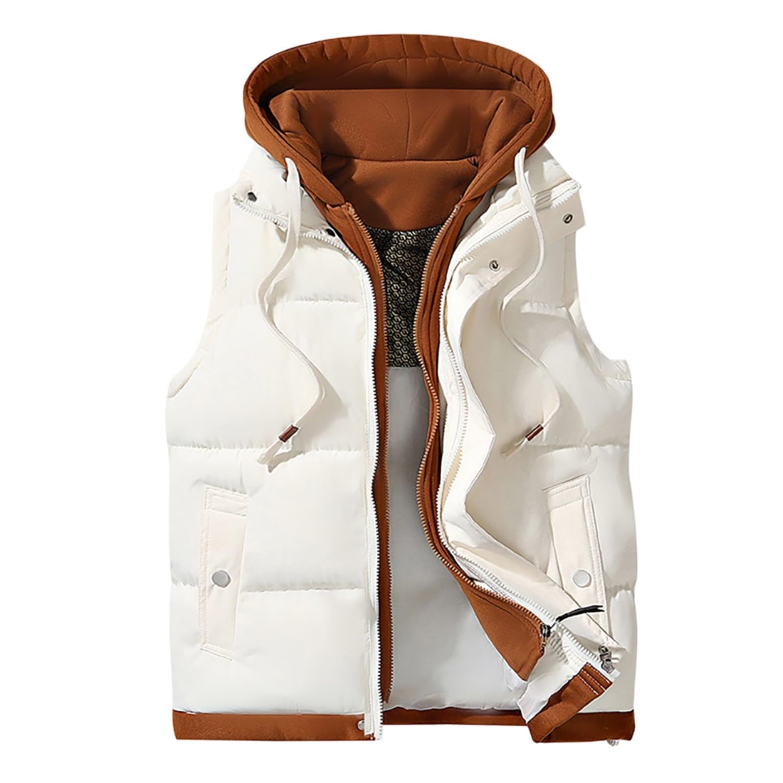 Générique Homme Doudoune Sans Manches Femme Capuche Poches Zippées Gilet Matelassé | Léger Randonnée, Veste Sans Manche Homme, Doudoune Sans Manche Homme Hiver