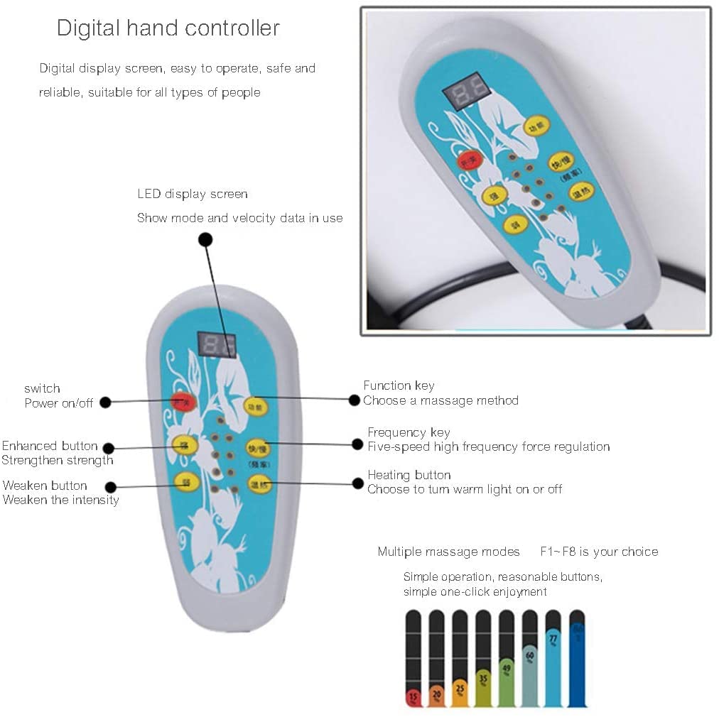 Colchón de masaje para la salud del cuerpo completo, estera de masaje multifuncional con terapia de calor, cojín plegable con vibración de calor relajante, estera de masaje para el hogar, estera de ma