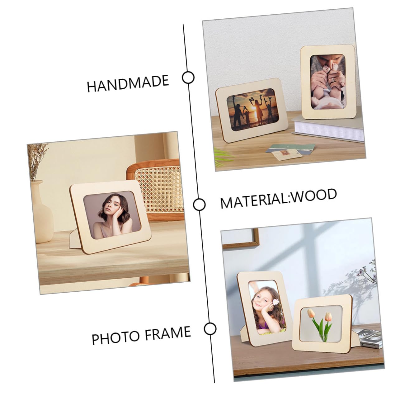 Cornici per Foto Cornice per Foto da Tavolo Protettiva 12 Pezzi in Legno Grezzo Stabile e Facile da Personalizzare per Progetti Diy Decorazione Camera da Letto