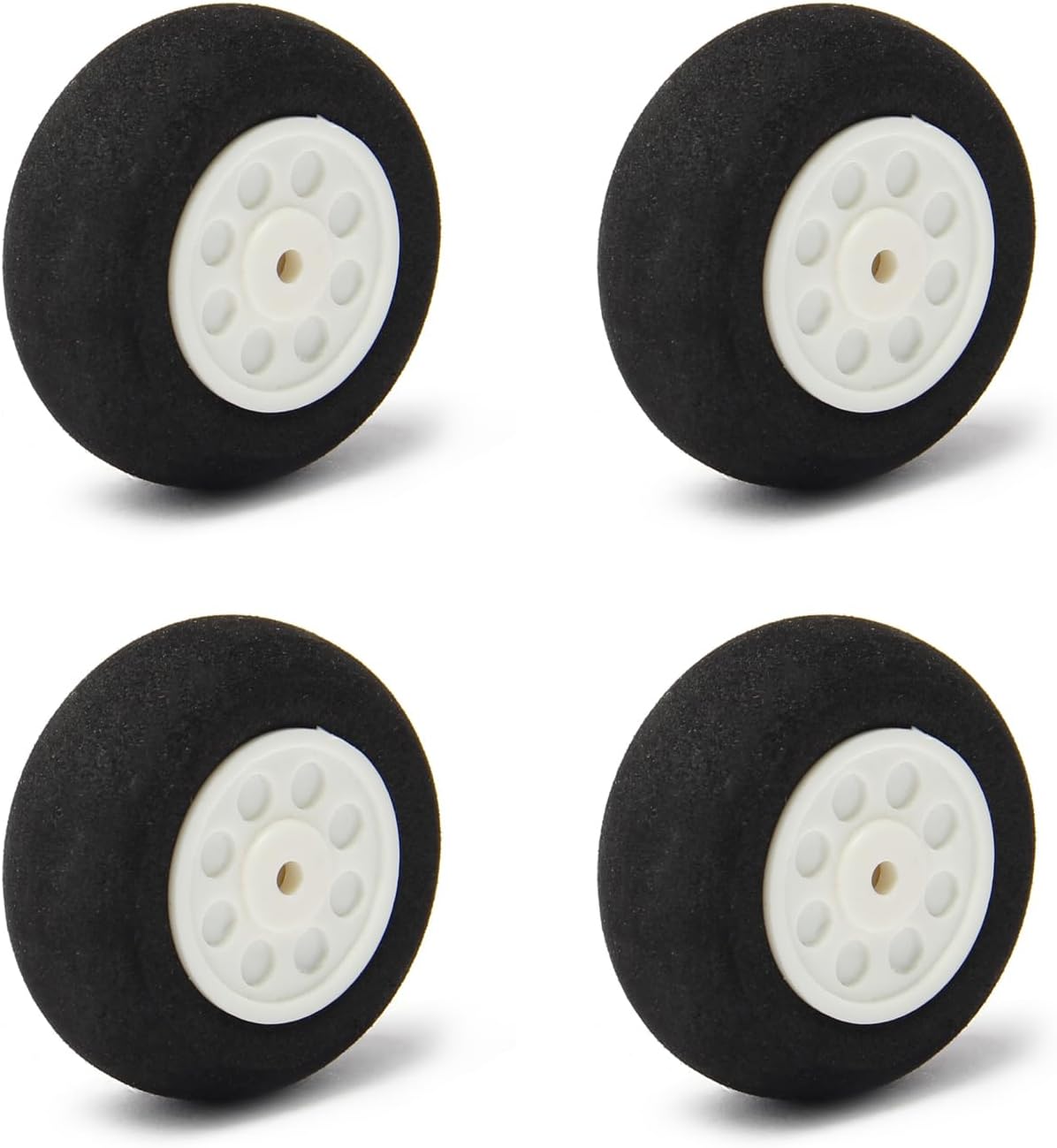 Yinpecly RC Car Wheel 40mm Dia Sponge RC Drift Cars Tires Set for DIY RC Car Truck Boat Helicopter Model White and Black 4PCS