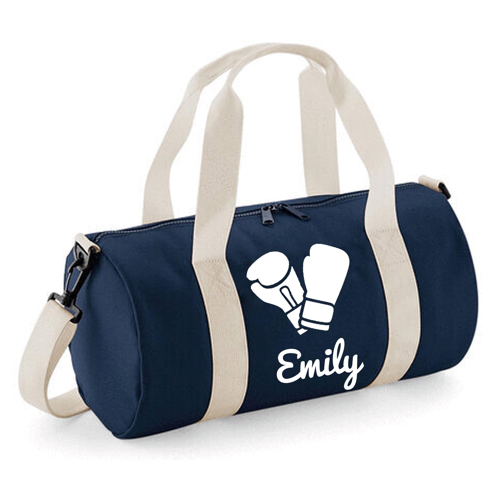 Personalised Boxing Gloves Barrel Bag Sports Holdall for Kids & Adults, 12L Durable Gym Bag Training Kit Bag, 20x20x40cm Stylish Sports Equipment Storage - Navy