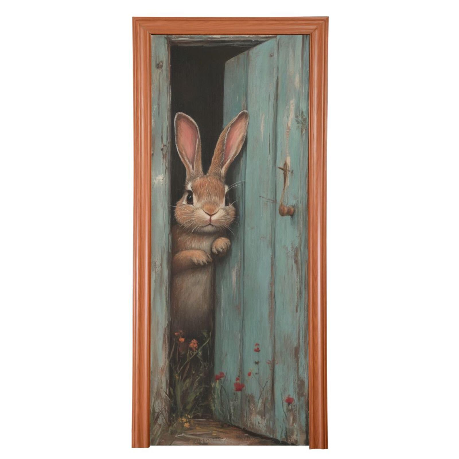 FLildon Easter Bunny Door Door Cover Decoration, Party Accessory Porch Decor for Festive Ornament Room Door Covers 35 x 79 Inch