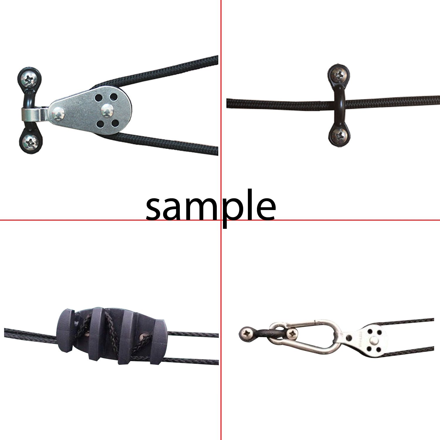 Pactrade Marine Kayak Anchor Trolley Kit Rope Cleat Pulley Block Rigging Ring