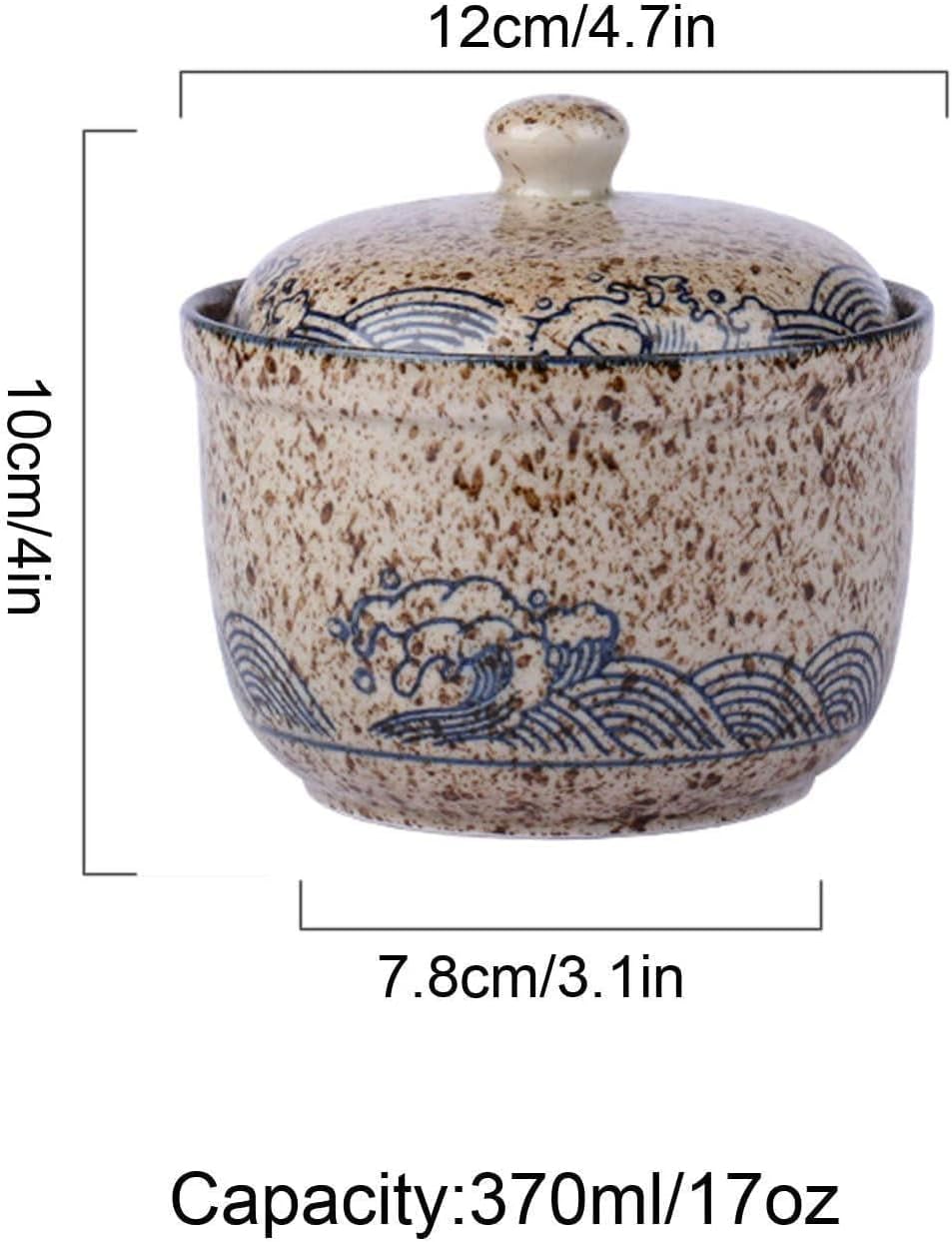 Sugar bowlCountry Style Sugar Bowl with Lid Japanese Hand Painted Pattern Sugar Pot Sugar Container Spice Jar Seasoning Jar-fish-370ml,Fish-One Size
