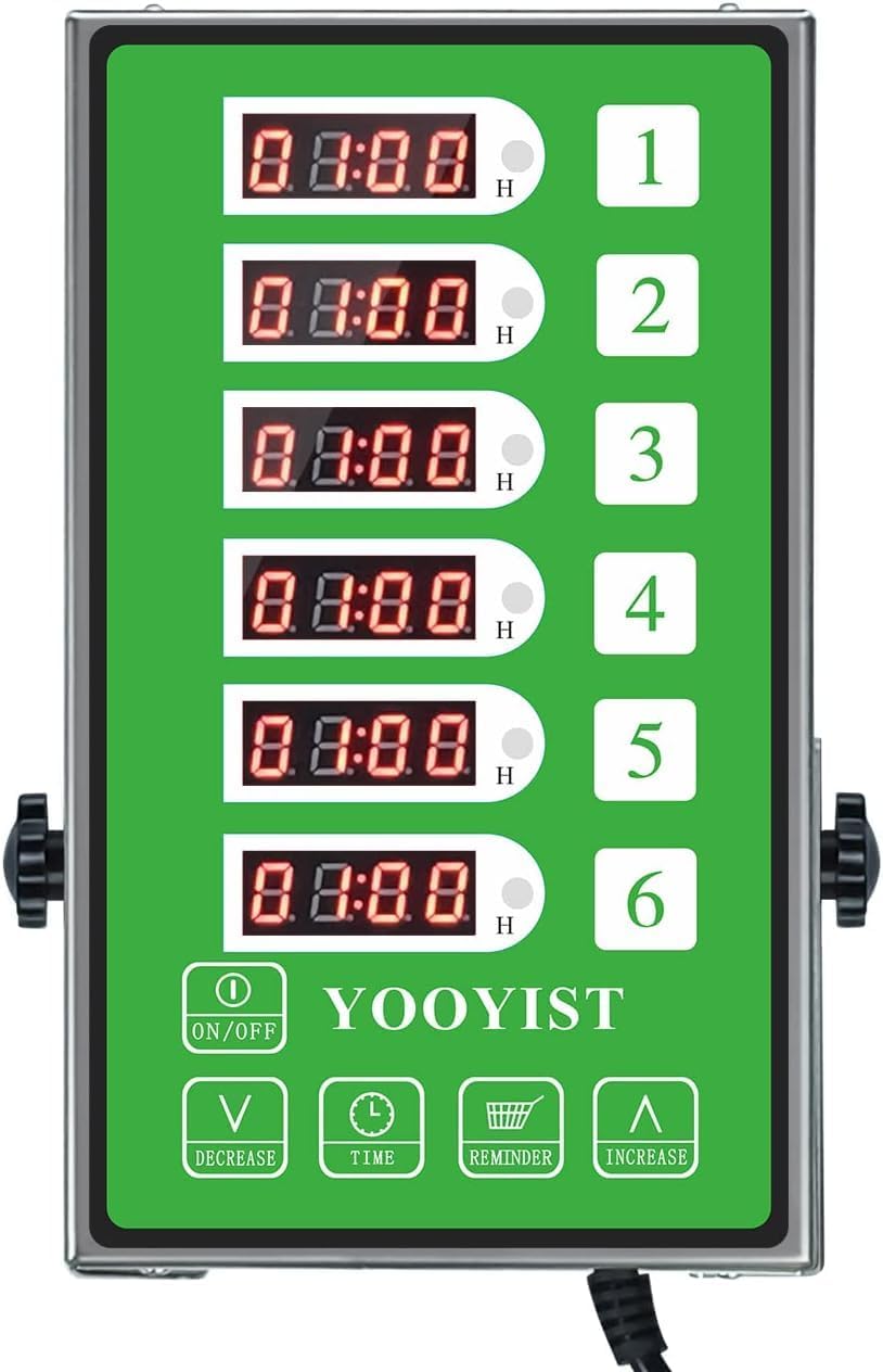 Commercial 6 Channel Kitchen Timer Digital with Loud Reminder Heavy Duty Industrial Calculagraph Professional for Restaurant Food Truck Bakery Cafe Fryer Cooking