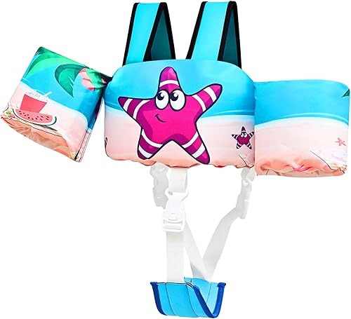 Miniatura 16 de Chaleco de natación para niños pequeños, flotadores para niños de 22 a 66 libras, chaleco de natación extraíble con correa de entrepierna y arnés de