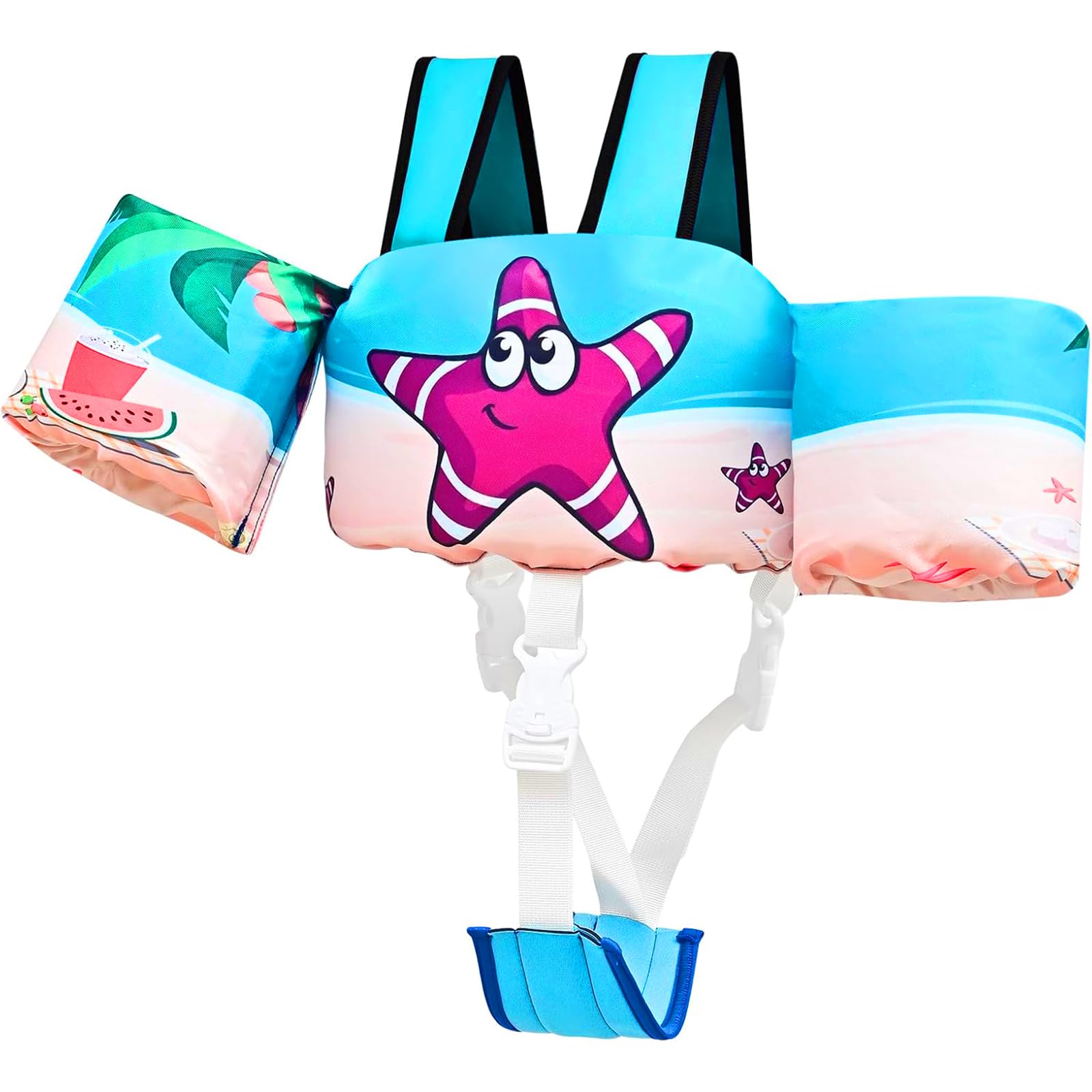 Toddler Swim Vest, Toddler Floaties for 22-66 lbs Boys & Girls, Kids Puddle Jumper Removable with Crotch Strap & Shoulder Harness Arm Wings for 1 2 3