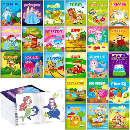 Aannanl 24 Mini Libri Da Colorare Per Bambini Di Età 2-4-8-12 Compleanno Party Regalini Di Piccola Attività Libri Goodie Bags Stuffers Classroom Attività Di Regalo Fine Anno