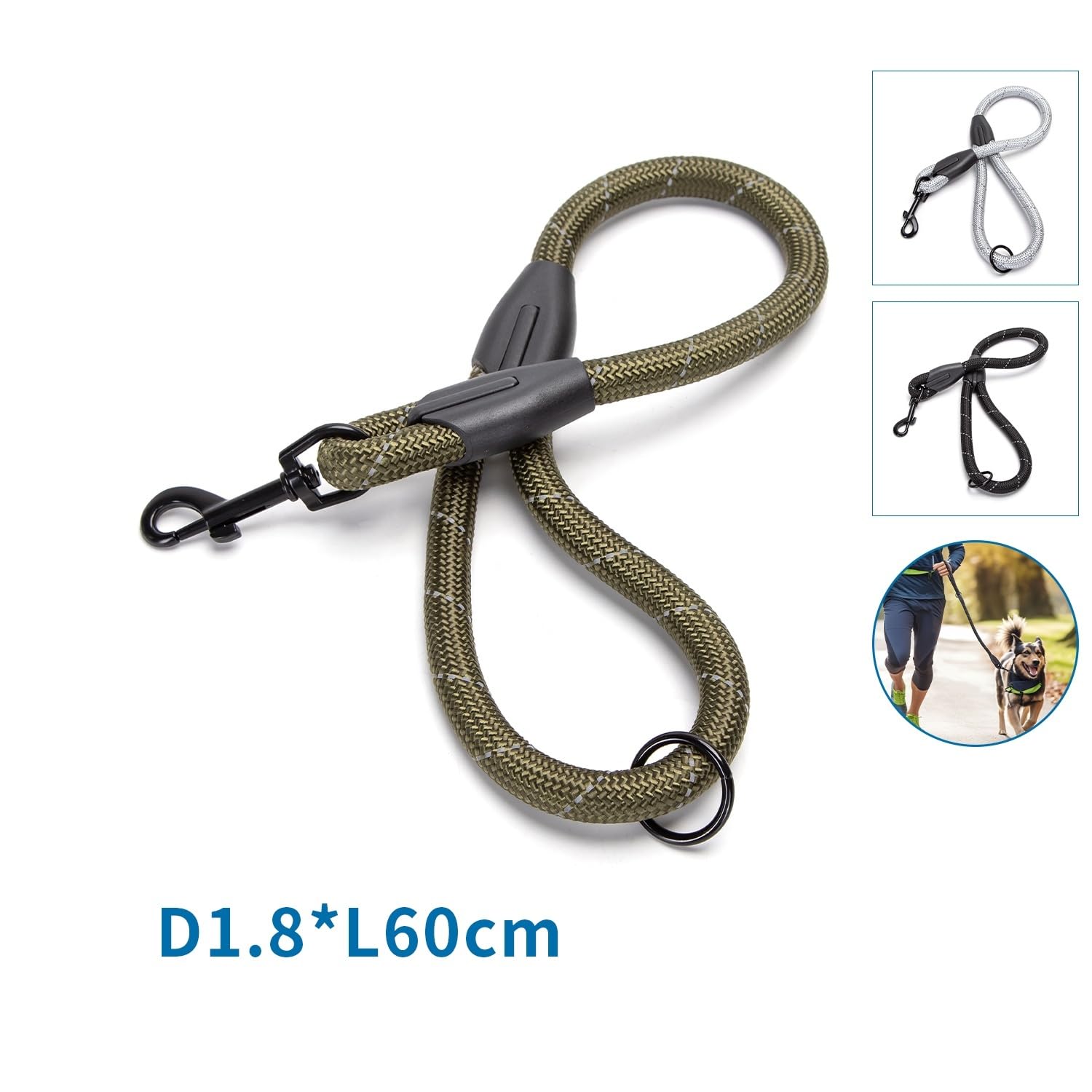 Short Round Rope Lead, Reflective, Heavy Duty; Ideal for Night Walks and Increase Visibility and Safety of Your Pet - Image 4