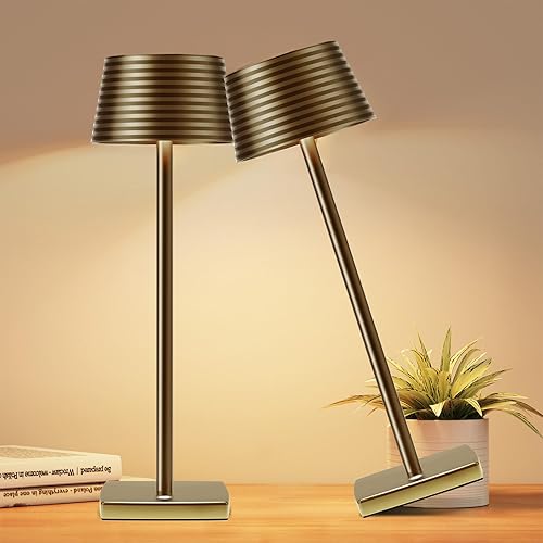 Paquete de 2 lámparas de mesa inalámbricas recargables, batería de 6000 mAh, luces LED portátiles para exteriores, patio, restaurante, interior,