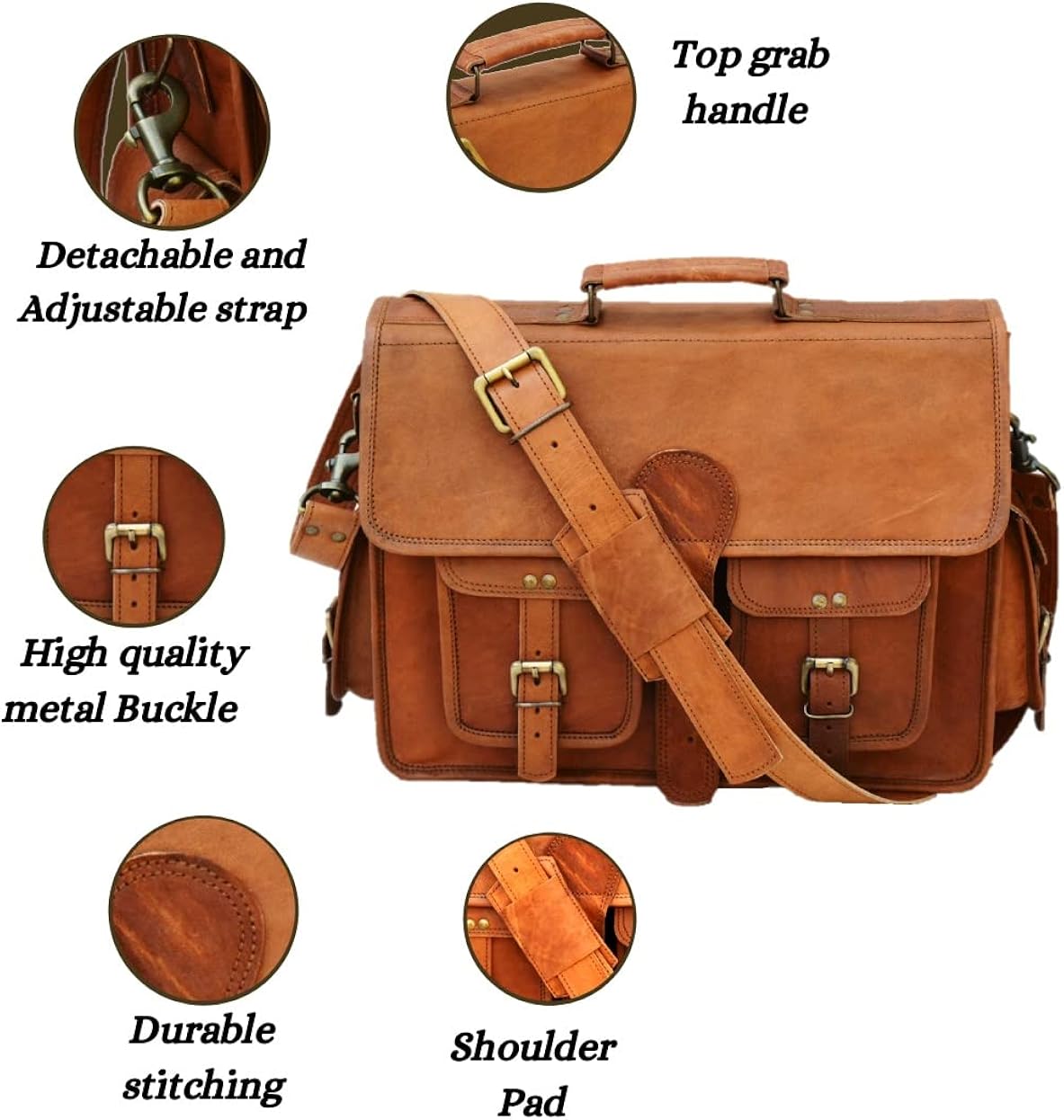 🛒 Crаzу Dеаlѕ Urban Dezire 16 Inch Leather Messenger bag Shoulder Men Laptop Briefcase Vintage Satchel