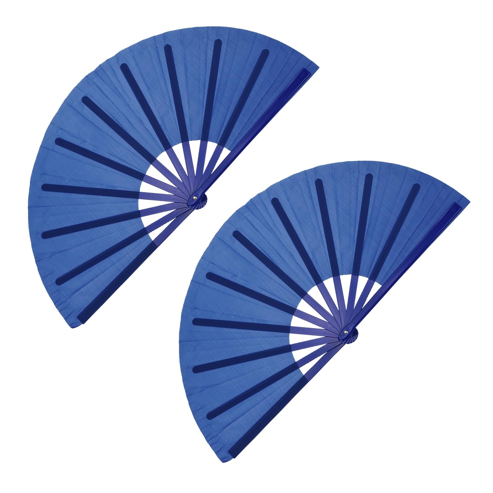 sourcing map 2Pcs Large Folding Hand Rave Fan, Decorative Handheld Folding Hand Clacking Fan for Line Dancing Festival Party Performance Decoration, Sapphire