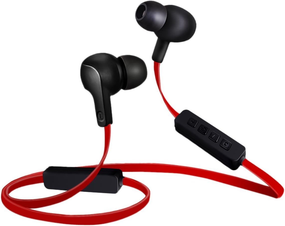 ULDUM Bluetooth Earbuds Bluetooth V4.1 Automatically Pair Selfie Bass Stereo Noise Cancelling HiFi Sweatproof IN-Ear Bluetooth Earphones for Cell Phones MP3 Tablets and All Bluetooth Players - Ruby