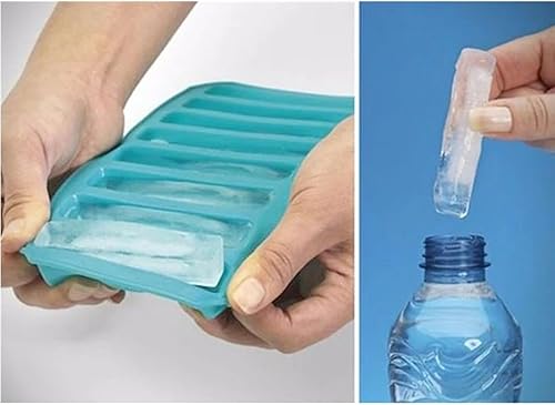 Miniatura 6 de Bandeja de cubitos de hielo, bandeja flexible de silicona para cubitos de hielo con fácil de empujar y reventar, bandeja larga reutilizable para