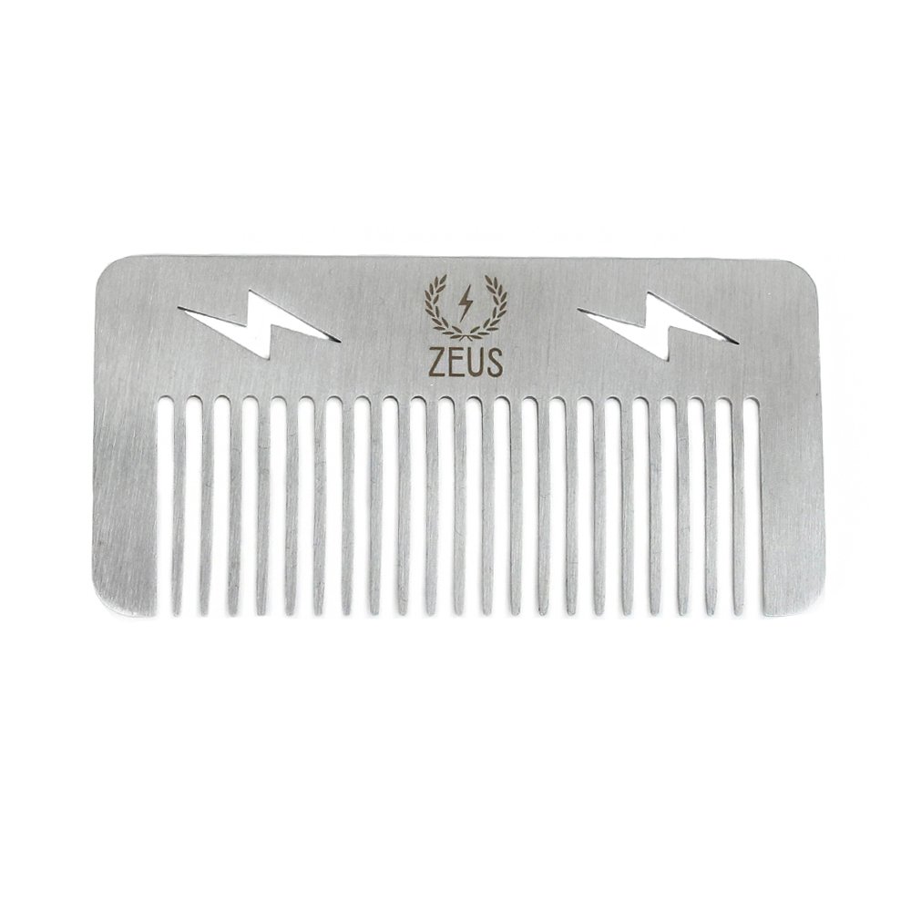 ZEUSStainless Steel Pocket Sized Thunderbolt Beard Comb