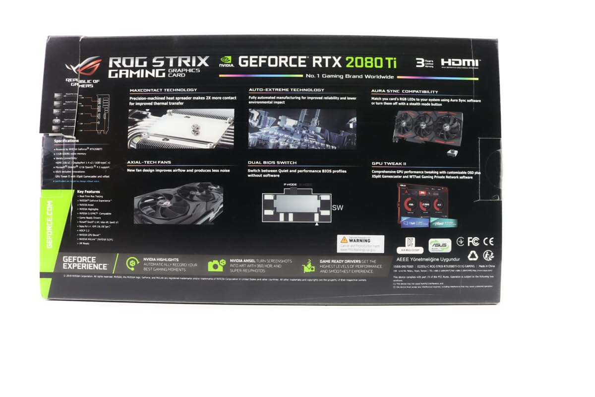 Amazon.com: ASUS ROG Strix GeForce RTX 2080TI Overclocked 11G