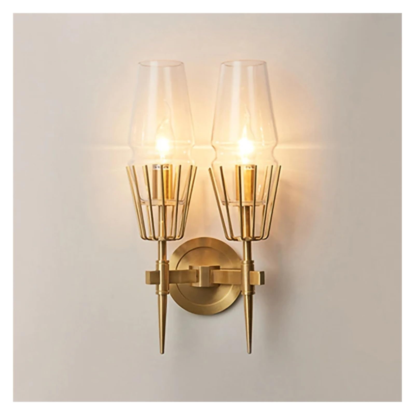 CWCQGH Wall Sconces, Glass Wall Lamp - Postmodern Light Luxury Wall Light Indoor Lighting Home Decor Compatible with Living Room Bedroom Bedside Wall Sconce,Cool White-2 heads