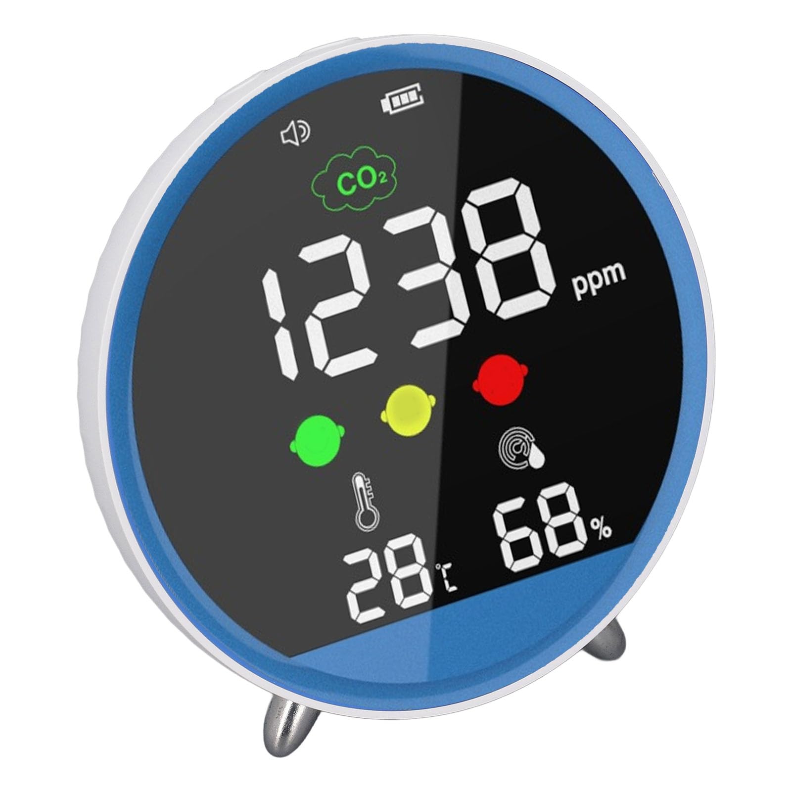 Detector de CO2 de Escritorio, Probador de CO2 Interior de Alta Precisión con Pantalla de Humedad y Temperatura, Portátil para el Hogar, la Oficina y el Aula
