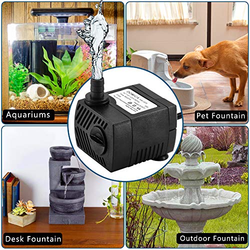 Domica FR-PPU12-188 90 Gph Mini Submersible Pump, Small Fountain Pump (5W 350L/H) For Water Feature, Aquariums thumb #6
