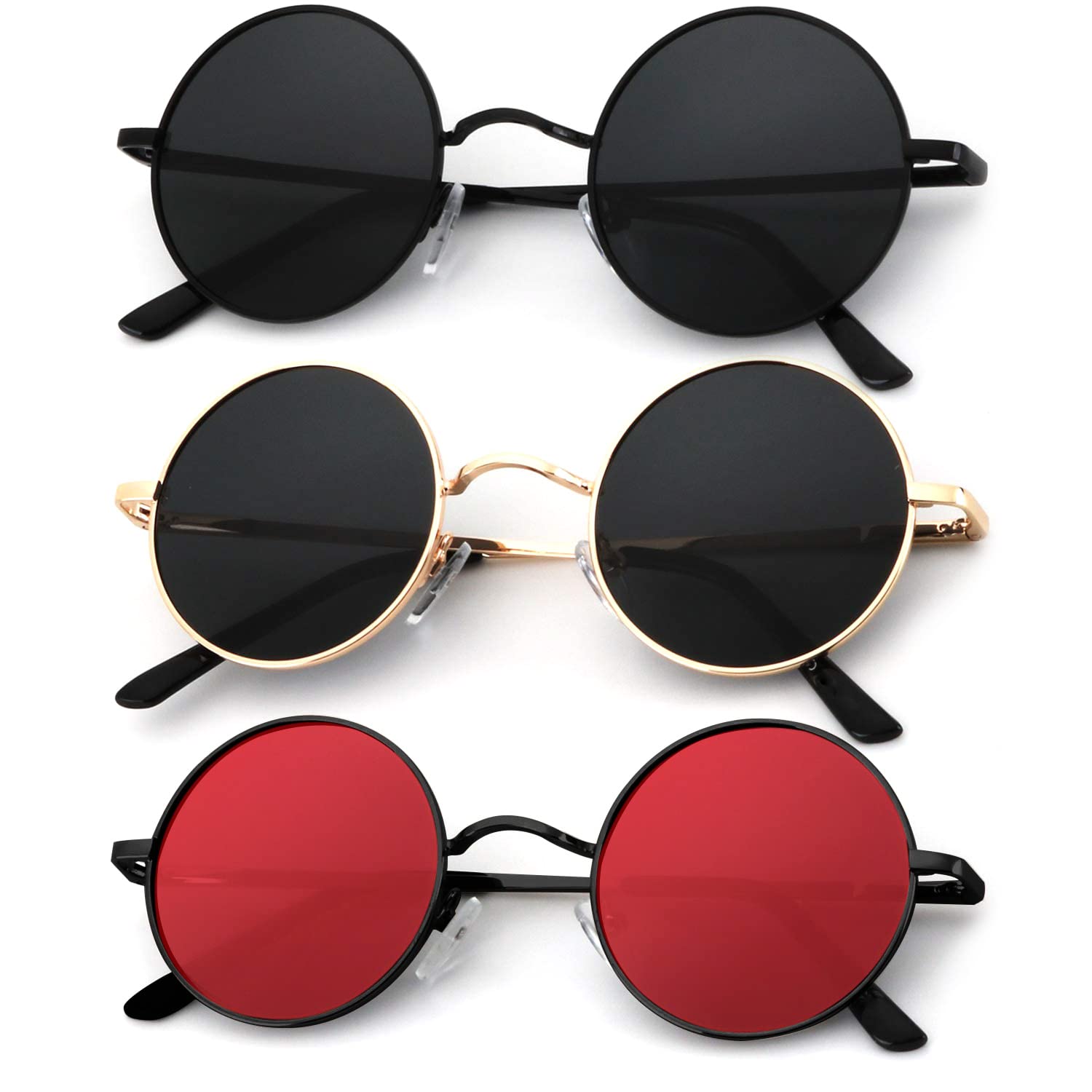 KALIYADI Round Polarized Sunglasses for Men Women Retro Metal Hippie Circle Style Sun Glasses UV Protection