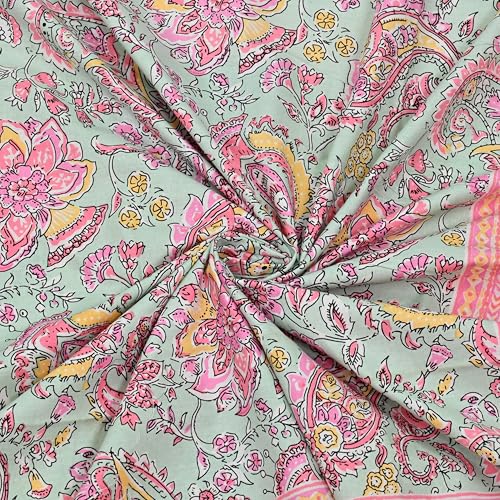 Image of 100% Cotton Single Bedsheet with 1 Pillow Cover | 240 TC Pure Cotton Flat Bed Sheet | Traditional Jaipuri Printed Bedding Set | Soft & Breathable | 60 x 90 Inch (Kaya Single 30)