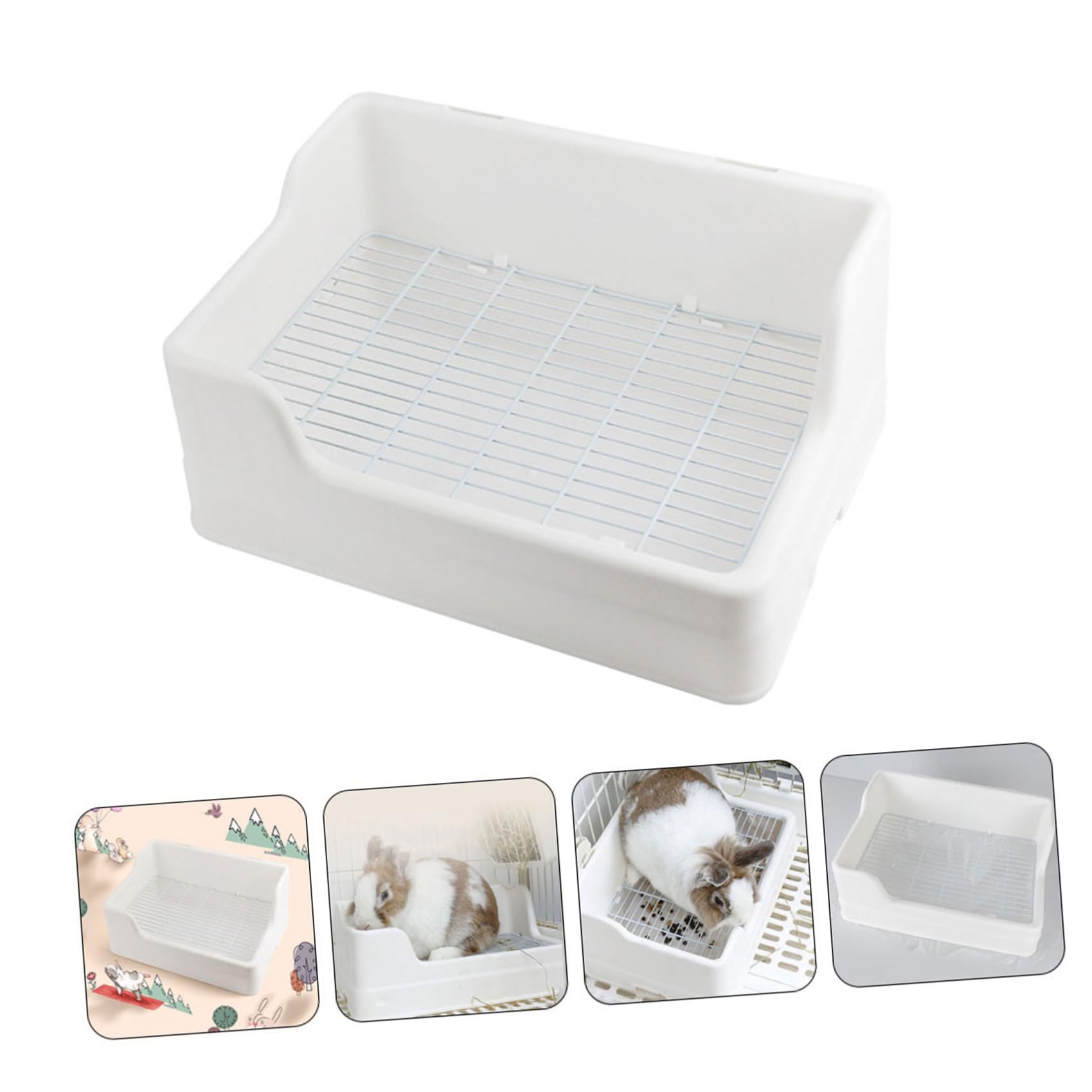 TOYANDONA Toilette per Conigli in Plastica Riutilizzabile Rete Arrotondata Antiscivolo, Vasino per Addestramento Animali Piccoli per Soggiorno e Giardino, Lettiera per Coniglietti e Criceti