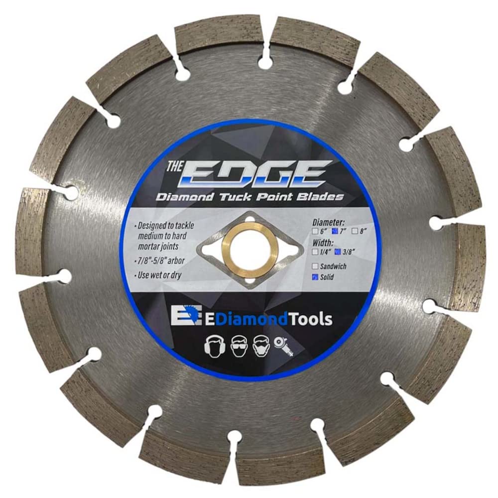 7" Diamond Tuck Point Blade for Mortar Joint Removal, Single Blade, 3/8" Segment Width, DM-7/8-5/8" Arbor