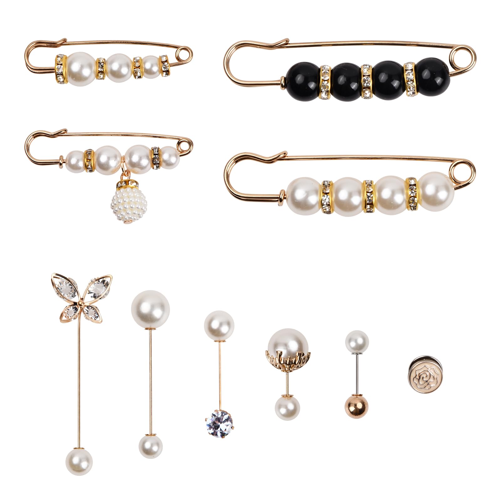 10 Spille Con Perle Per Abbigliamento - Donna, Decorative E Pratiche, Per Maglioni E Cardigan - Foto 8