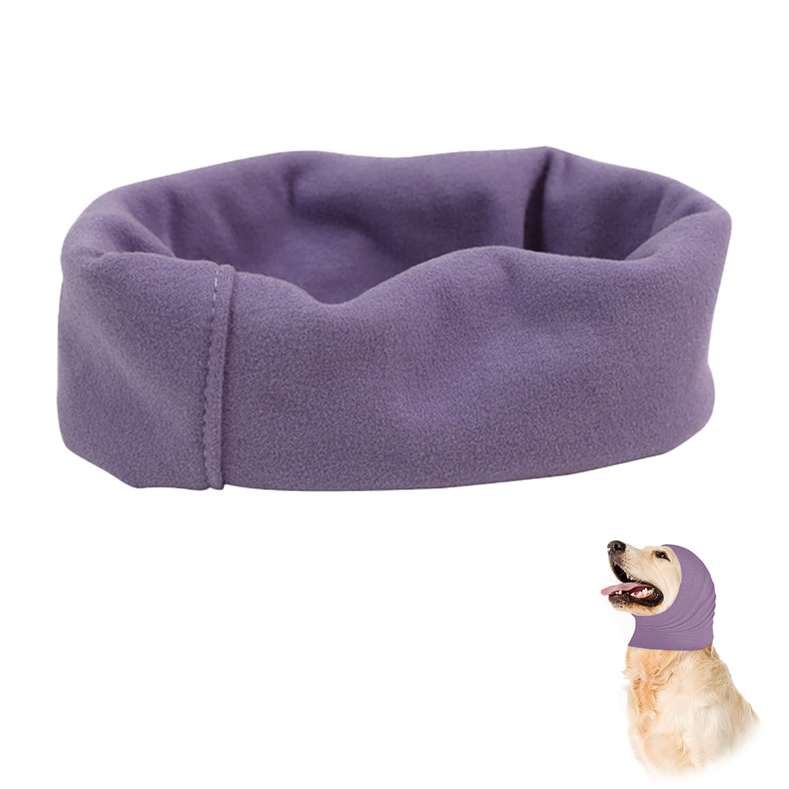Dog Ear Cover for Anxiety Relief Grooming Drying Recovery Happy Hoodie for Dogs Calming Snood Ear Protectors Soft Ear Muffs and Earmuff Head Wrap Dogs Hearing Protection Hoodie (Purple)