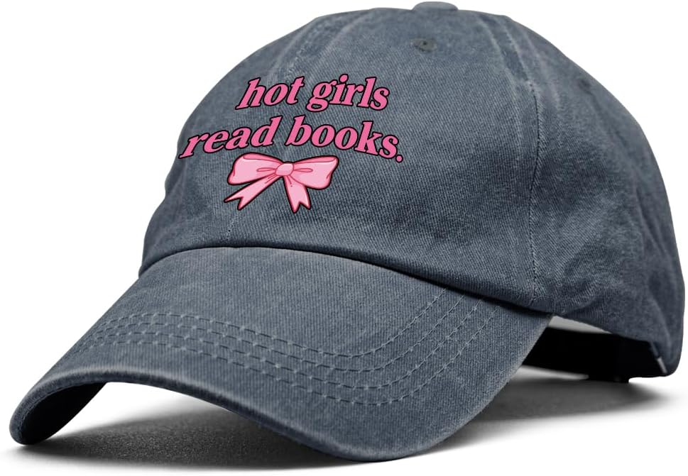 XQLZY Hot Girls Read Books Adjustable Baseball Cap, Retro Cotton Hat for Women, Funny Bookish Gifts for Bookworm Minimalist Book Lover Feminist Bookish Girl, Baseball Hats for Female Read Person
