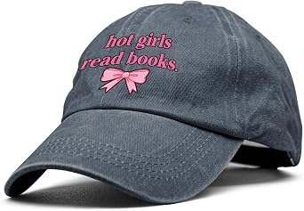 XQLZY Hot Girls Read Books Adjustable Baseball Cap, Retro Cotton Hat for Women, Funny Bookish Gifts for Bookworm Minimalist Book Lover Feminist Bookish Girl, Baseball Hats for Female Read Person