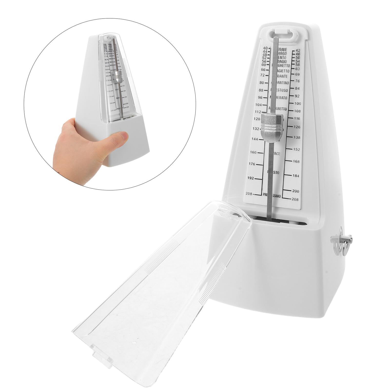Métronome Mécanique de Piano Précis pour Guitare et Violon, Blanc
