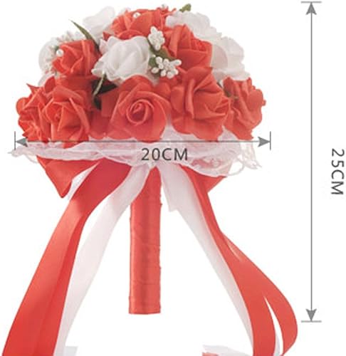 Miniatura 4 de Ramo de boda Ramo de flores artificiales de seda para dama de honor, novia, ramo de flores de satén de diamantes para boda, compromiso, decoración