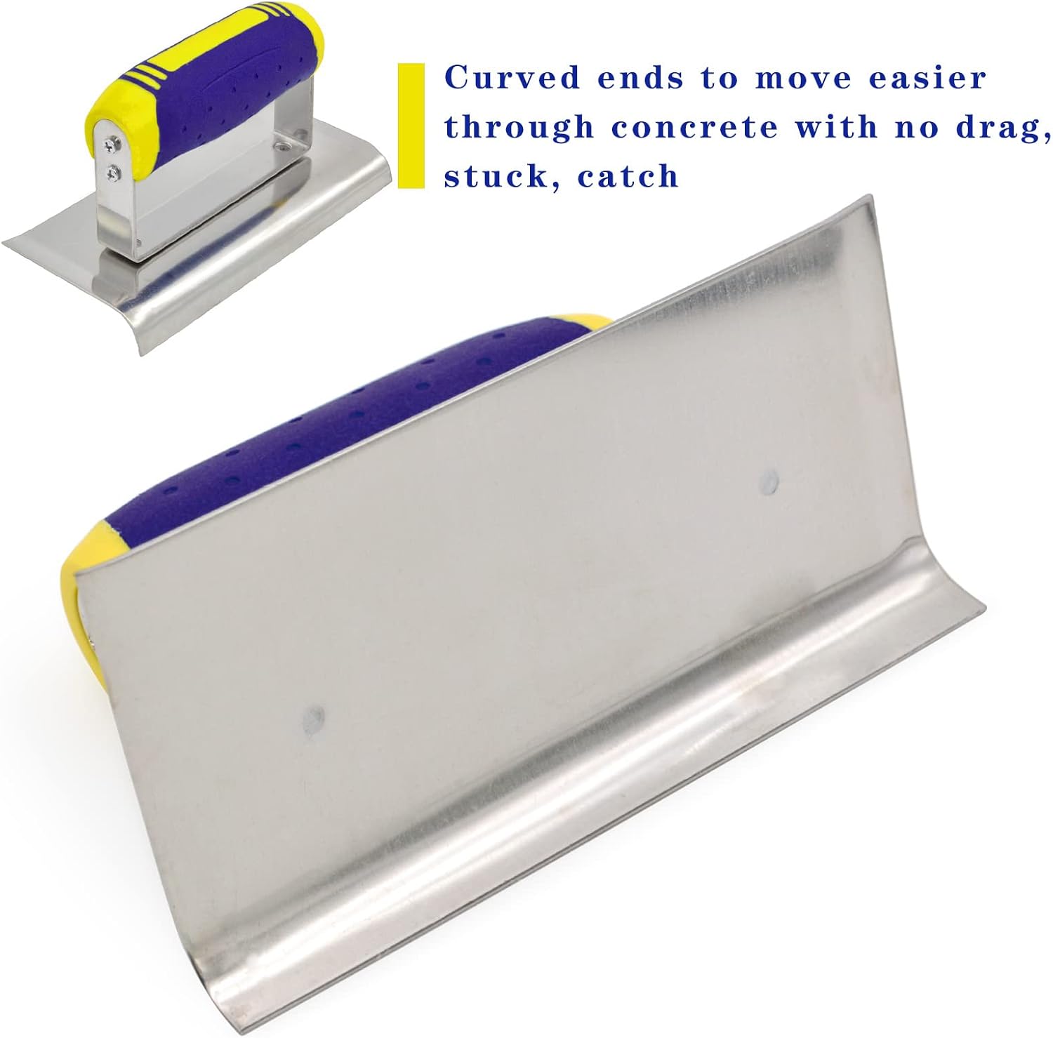 Concrete Tools Set Stainless Steel Concrete Hand Edger (6" x 3", 1/2" R) and Groover (6" x 3", 1/2" W,1/2" D) Plaster Stucco Cement Finishing Tool Kit thumbnail